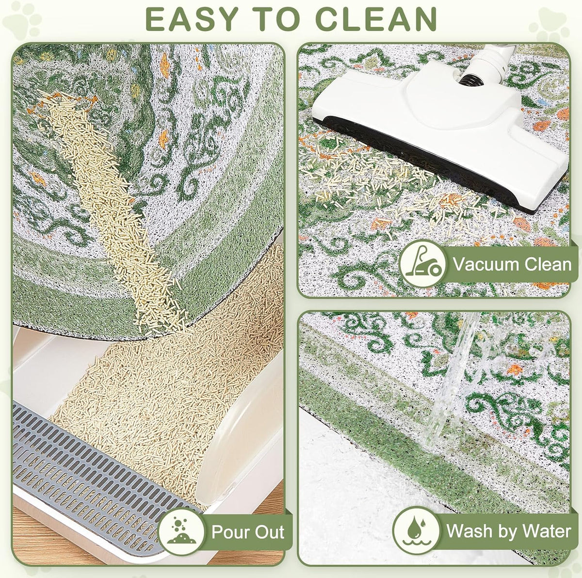Unicorn Catcher 24"x15" Cat Litter Mat Non-Slip Washable Litter Box Mat | High-Density PVC Litter Catcher Mat Efficiently Traps Scattered Litter From Paws To Keep Floors Clean