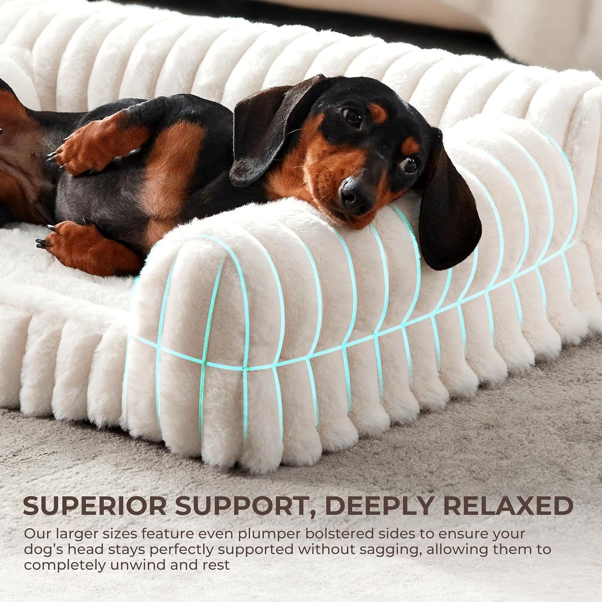 Orthopedic Dog Bed Small 24x18x8” Washable Cover Cream