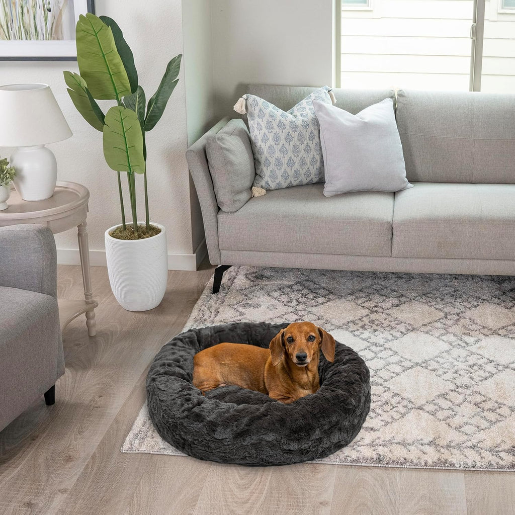 Best Friends by Sheri Original Calming Donut Dog Bed, Mink Dark Gray, 23"