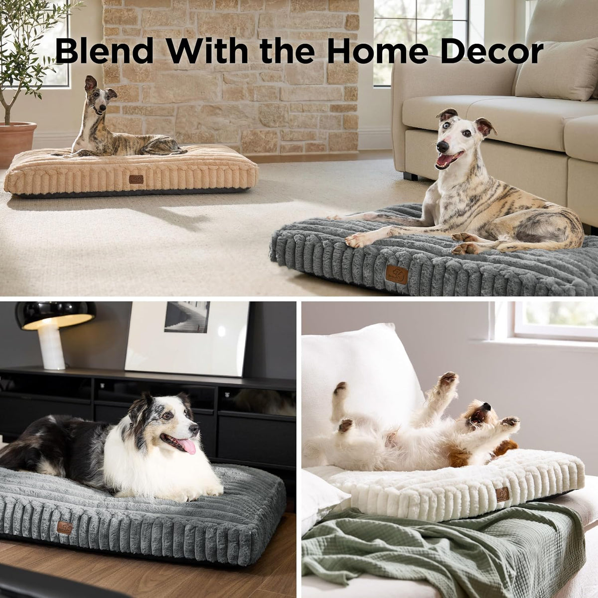 Bedsure ComfyFleece™ Fluffy Balanced Support XL Dog Bed,47x29