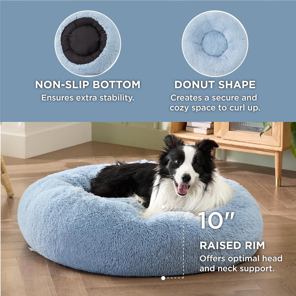 Bedsure Calming Dog Beds Large Sized Dog Donut Washable Pet Bed,36ins