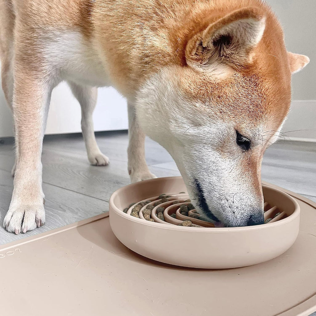 Slow Feeder Dog Bowl - Silicone Dog Bowl, Medium, 7.5" x 1.5" - Sand