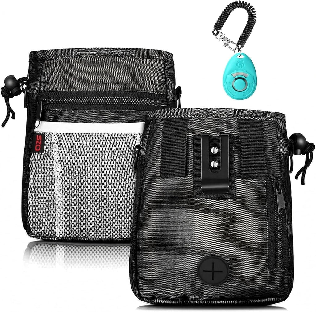 SZO Dog Training Treat Pouch with Training Clicker, Black