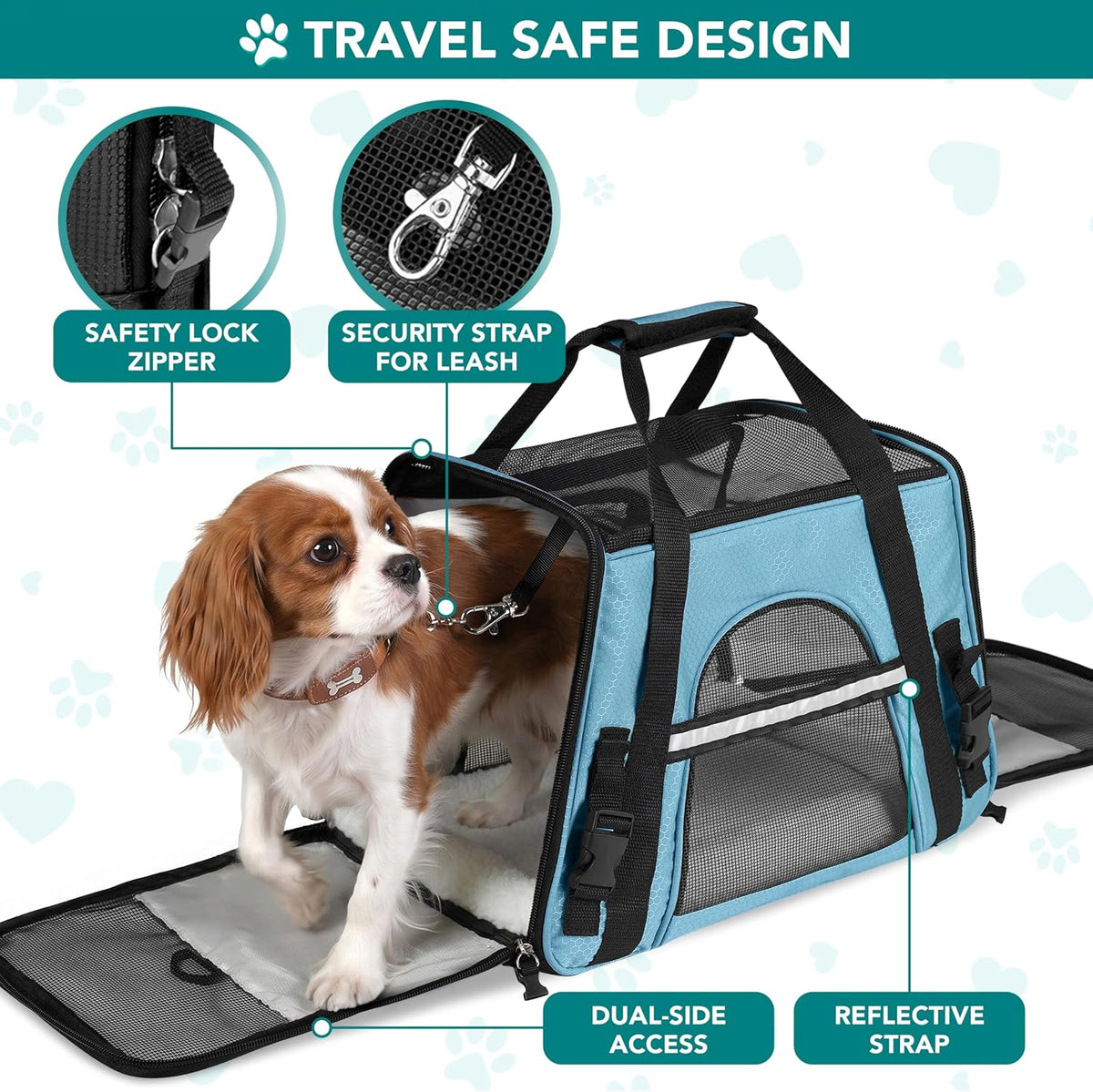 PetAmi Airline Approved Pet Carrier for Cats & Small Dogs, Small Light Blue