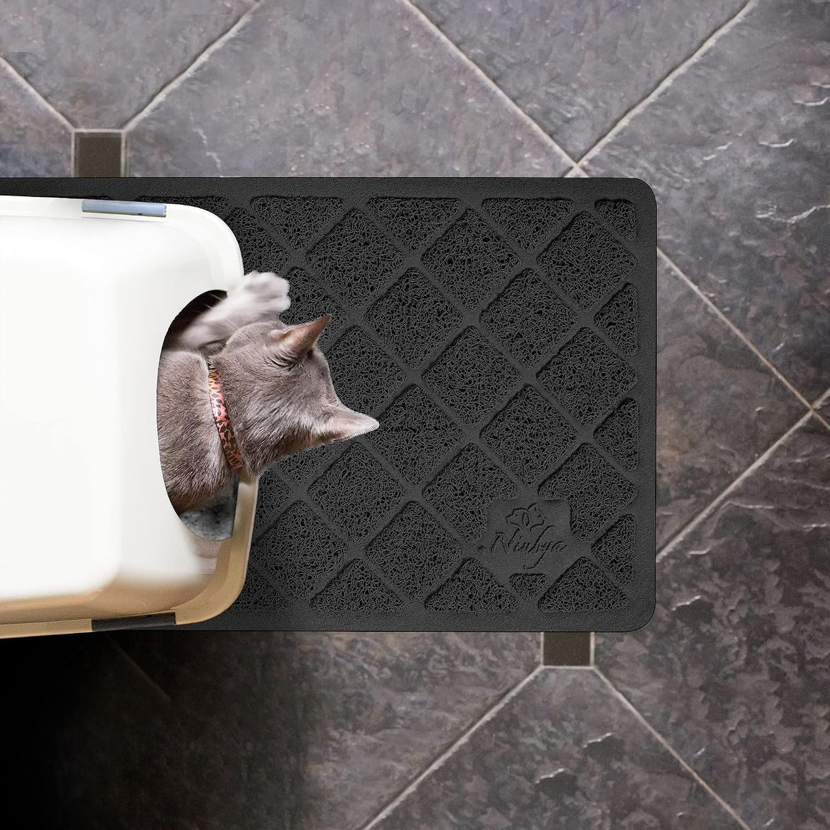 Niubya Premium Cat Litter Mat, Litter Box Mat with Non-Slip and Waterproof Backing, Litter Trapping Mat Soft on Kitty Paws and Easy to Clean, Cat Mat Traps Litter from Box