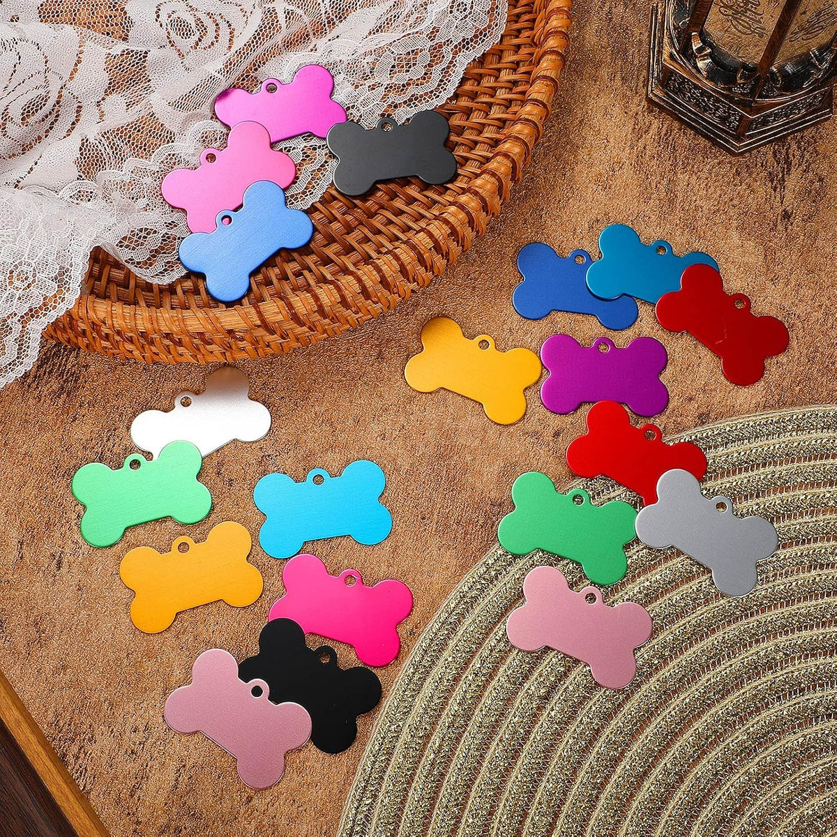 Roowest 200 Pcs Blank Aluminum Dog Tags for Engraving 38mm Bone Shape