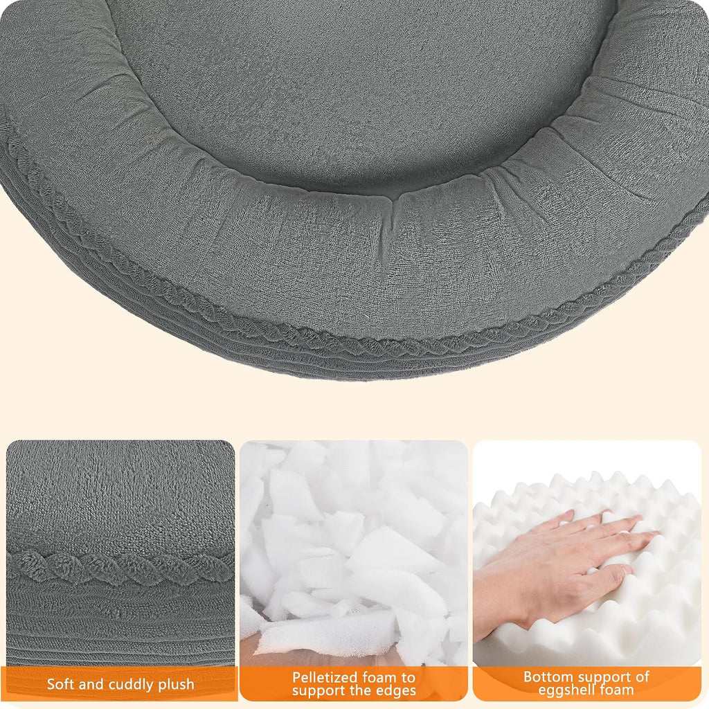 Dwanton Orthopedic Medium Dount Dog Bed, Egg-Crate Foam Round Dog Sofa, 32"