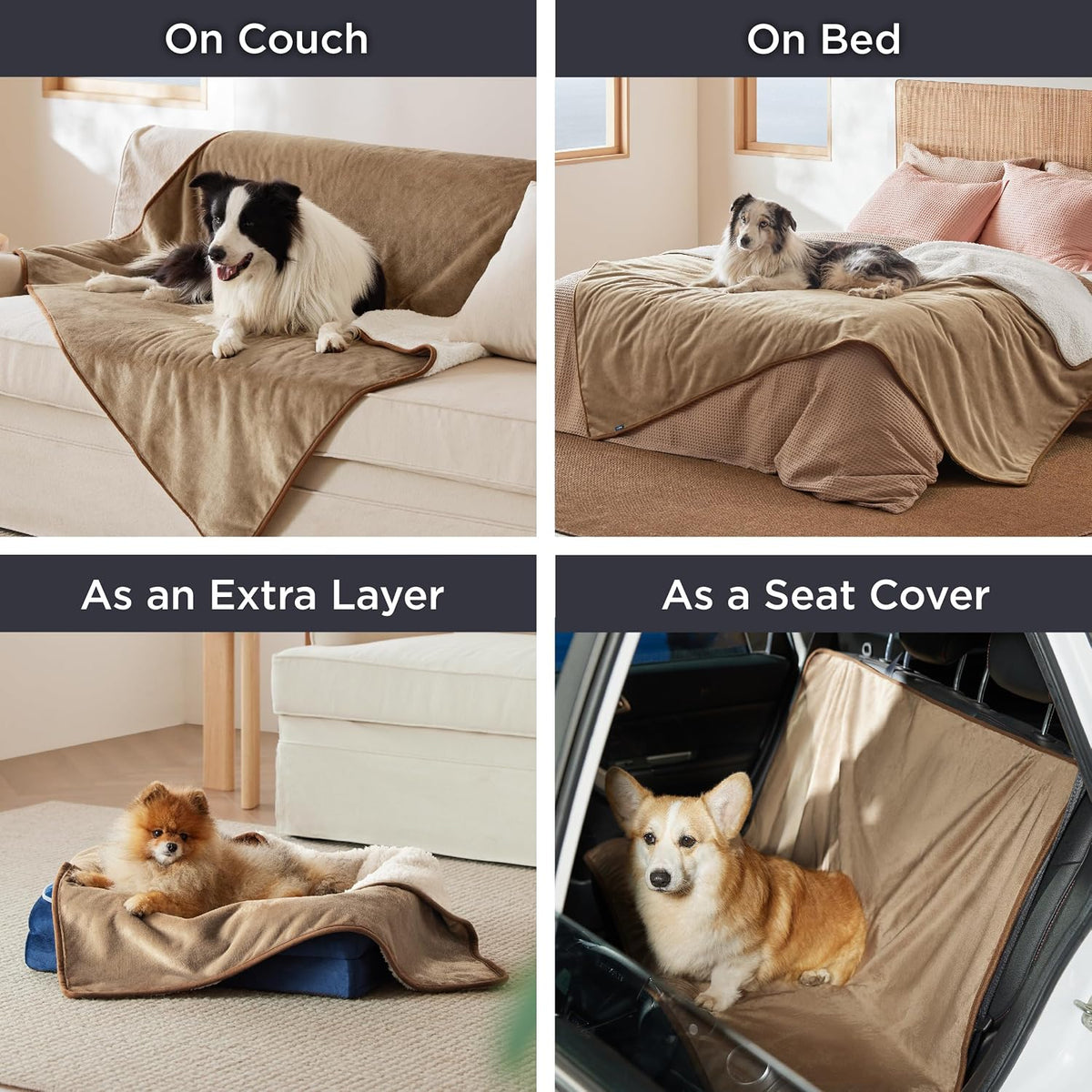 Bedsure Waterproof Dog Blankets for Large Dogs Sherpa Fleece Throw, 50X60