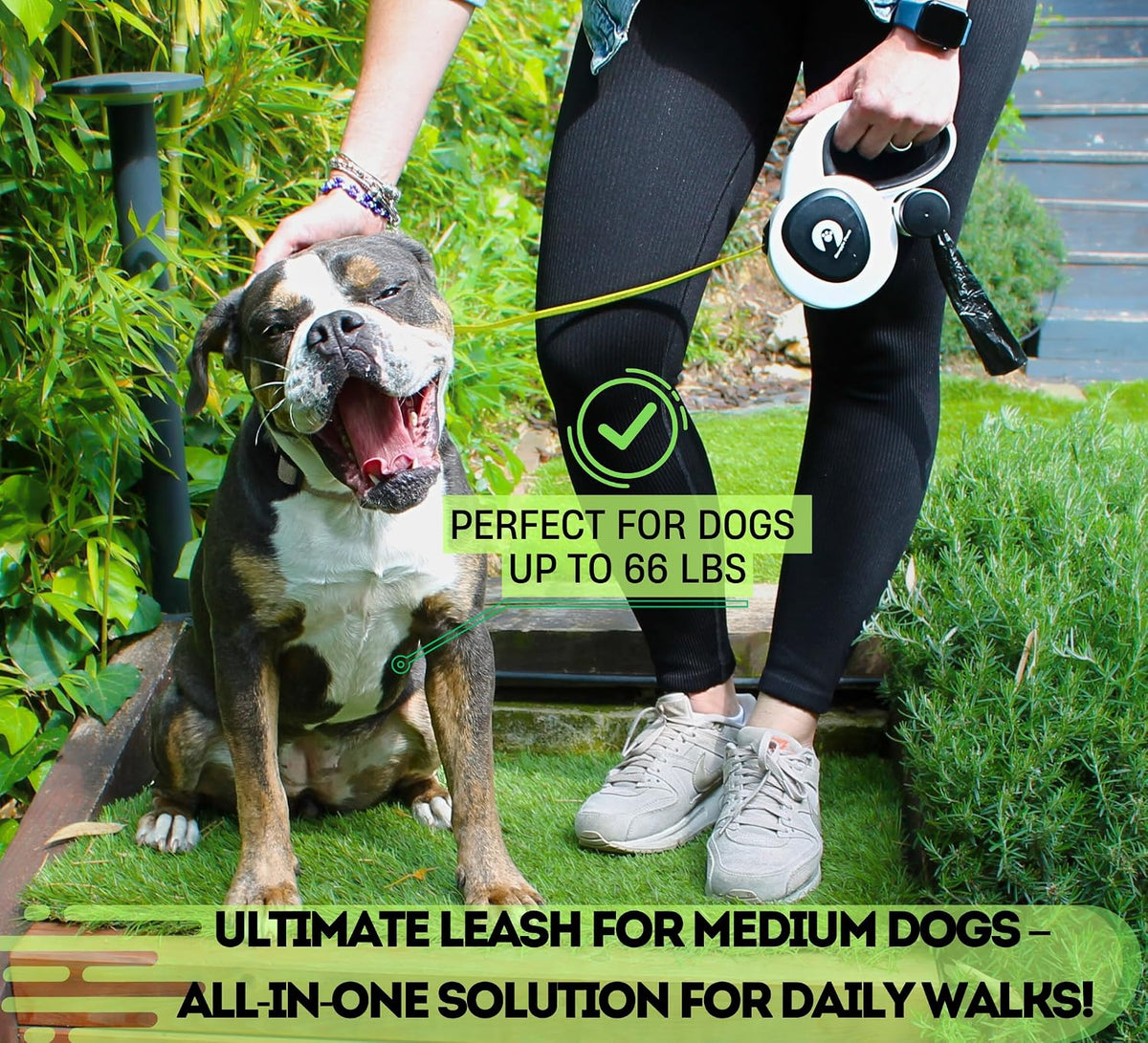 Snuggle Paws All-in-One Heavy Duty Retractable Dog Leash for Medium Dogs