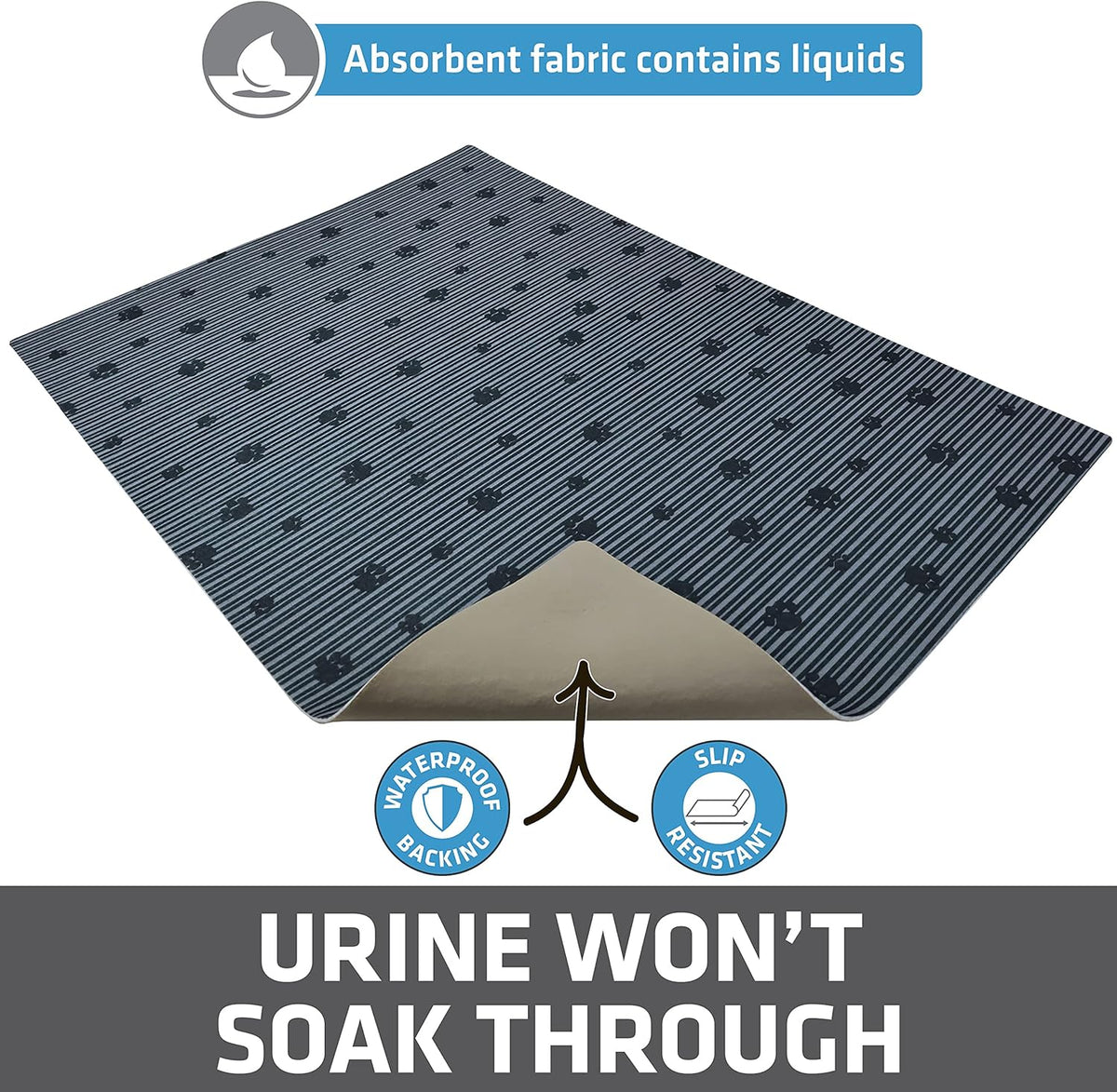 Drymate Cat Litter Box Mat, Litter Trapping Mat, Gray, 20x28 | Waterproof, Urine-Proof, Absorbent, Machine Washable, Soft on Paws, Contains Mess, Protects Floors, Kitten Supplies, USA Made