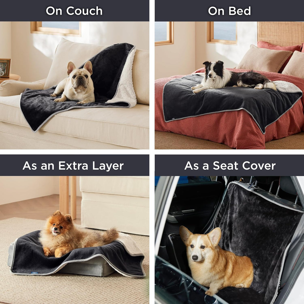 Bedsure Waterproof Dog Blankets for Large Dogs Sherpa Fleece Throw, 50X60