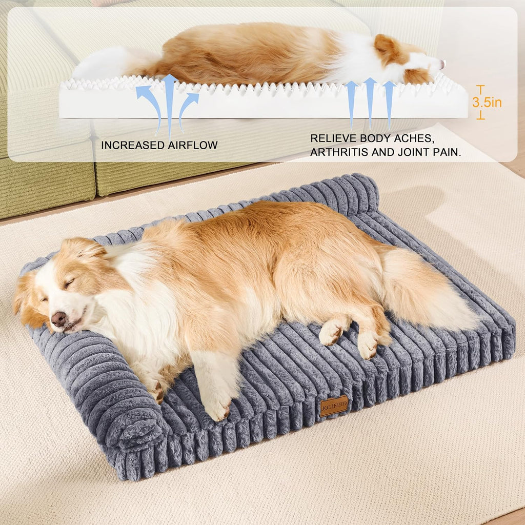 Orthopedic Medium Dog Bed Furry Pet Bed, Washable Cover 30''X20''