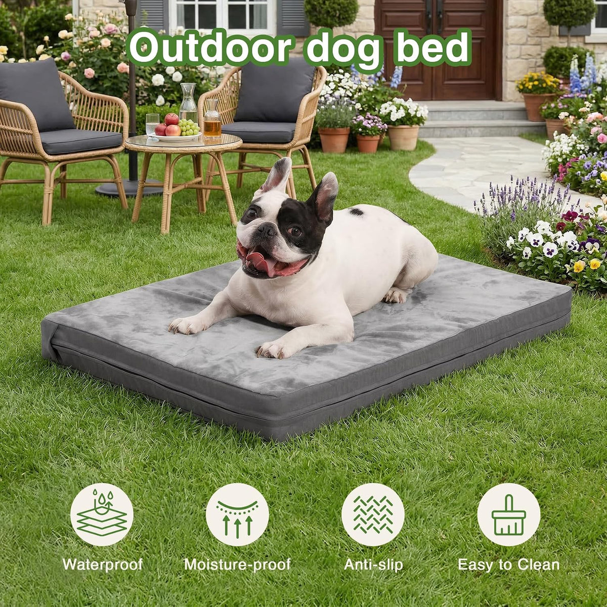Waterproof Small Dog Bed Crate Pad 24", Washable Puppy Bed Orthopedic Gray