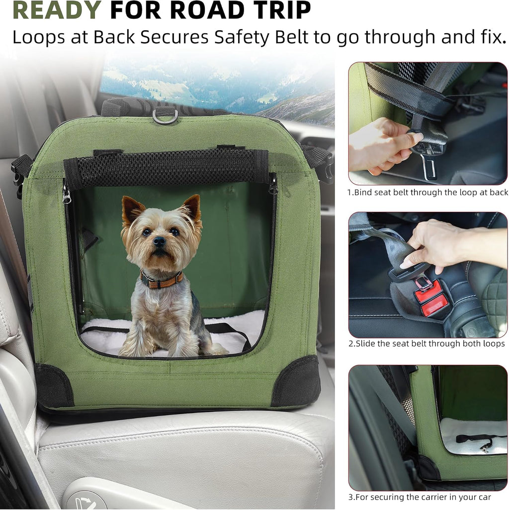 Petprsco Large Cat Carrier for 2 Cats/Small Dogs 24"x17"x17" for Car Travel