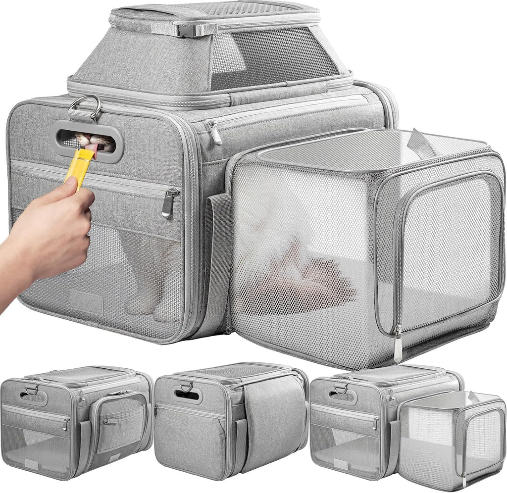 Top-Side Expandable Pet Carrier, Treat Window,17x11x9.5 Airline Approved