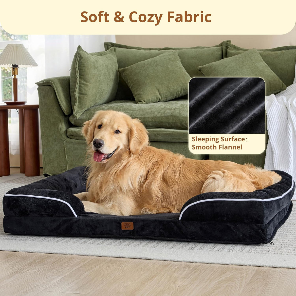EGOHOME Orthopedic Large Dog Bed, Waterproof Washable L Pet Bed 41"