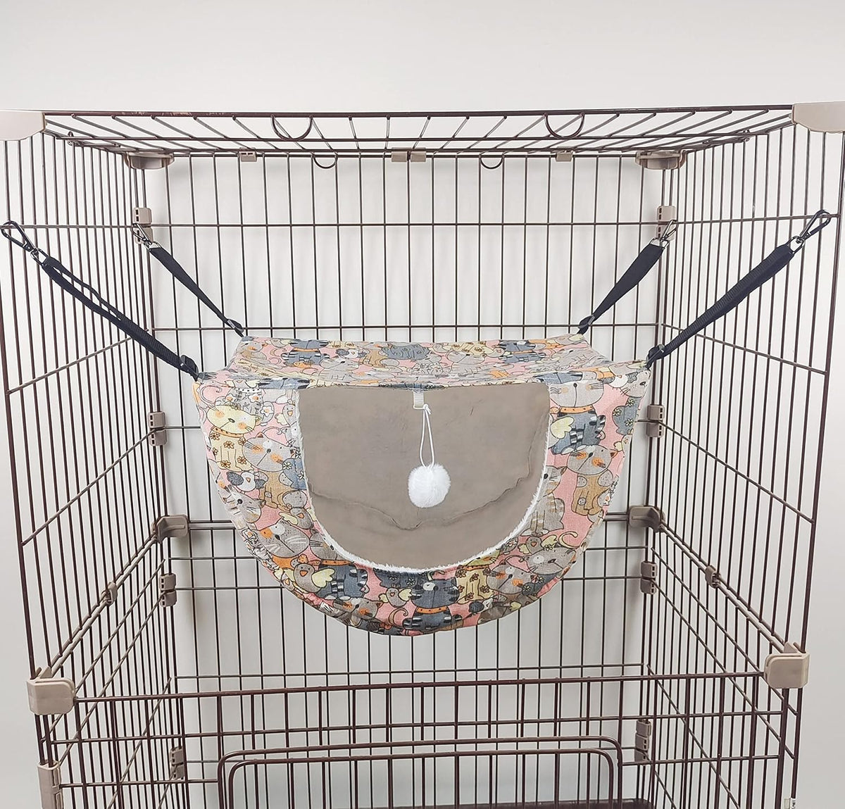 JSPYFITS Cat Cage Hammock,Double Layer Hanging Adjustable Soft Pet Bed Suitable for Kitten Ferret Puppy Rabbit or Small Pet,Hanging Bed for Pets,2 Level Indoor Bed for Any Season Pink Cat
