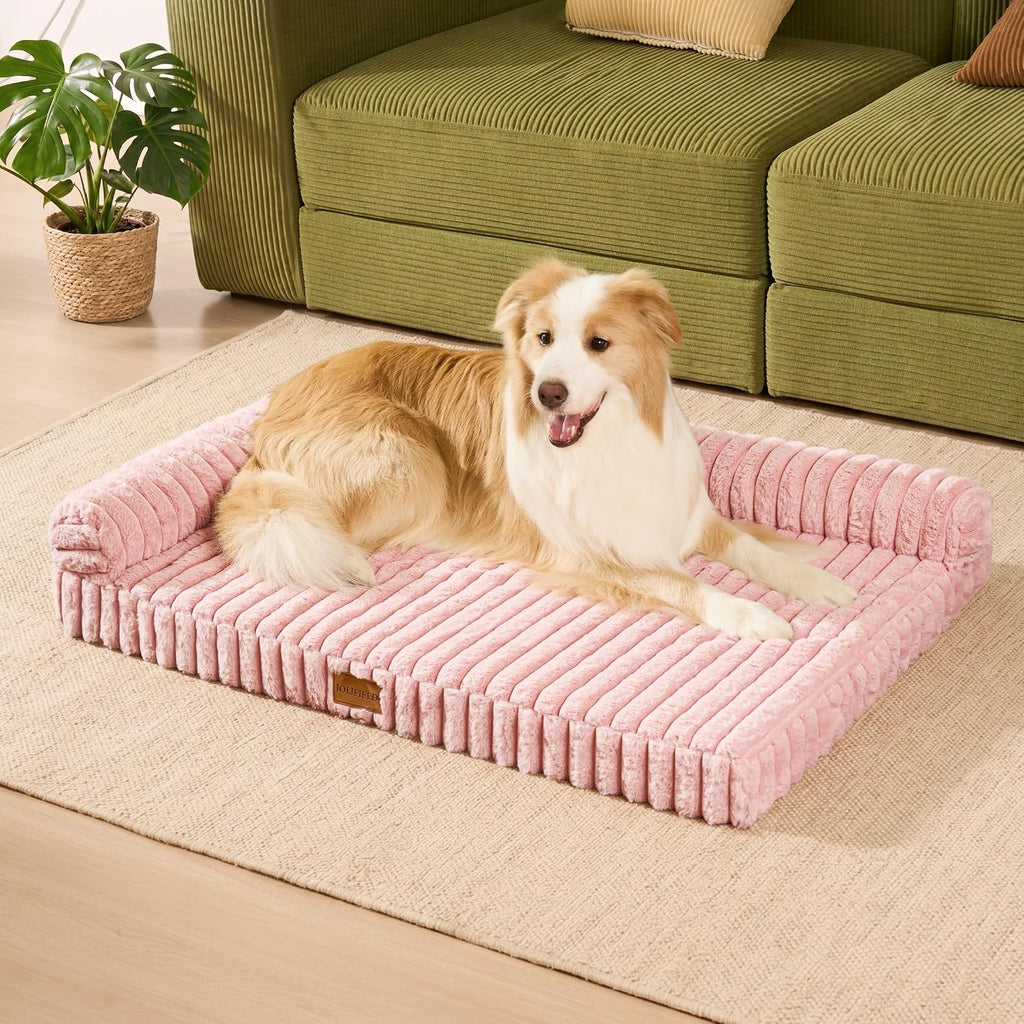 Orthopedic Large Dog Bed Furry Pet Bed, Washable Cover 48''X30''