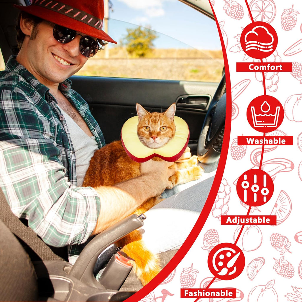 Cat Cone Collar Soft, Adjustable Cat Recovery Cone (Apple, M)