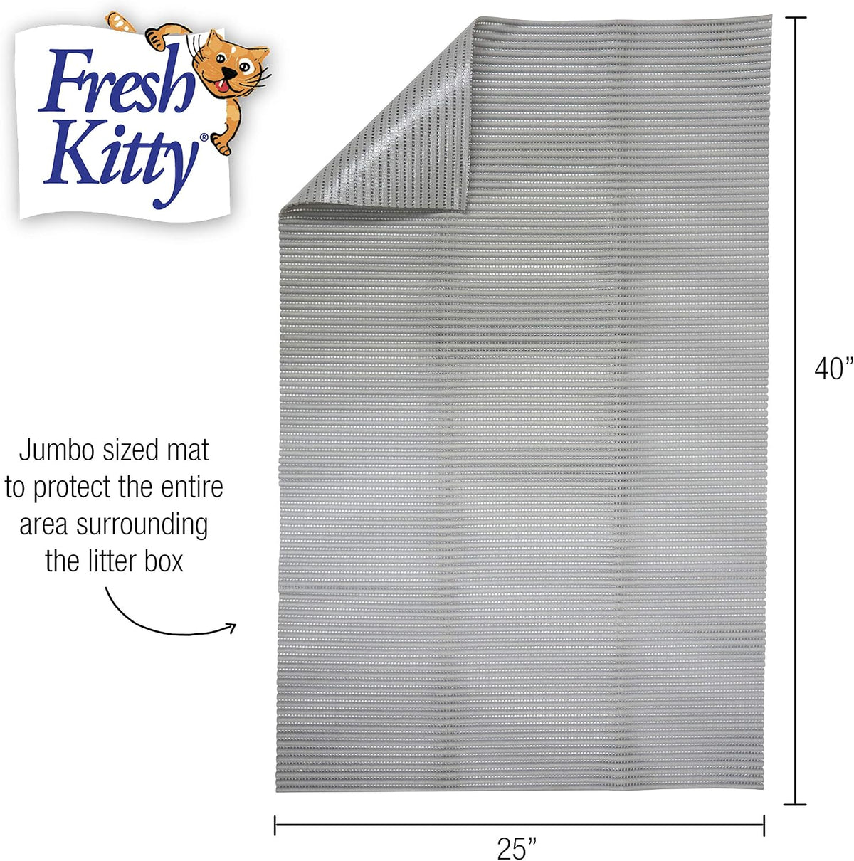 Fresh Kitty Durable XL Jumbo Foam Litter Mat – Phthalate and BPA Free, Water Resistant, Traps Litter from Box, Scatter Control, Easy Clean Mats – Gray, Model Number: 9051