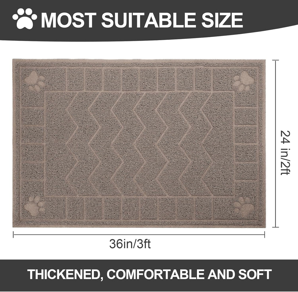 Cat Litter Box Mat, 35" x 24" Large Waterproof Litter Trapping Mat | Thick Mesh Traps Litter, Non-Slip Kitty Litter Mat for Indoor Cat, Soft Paws, BPA-Free, Multi-Use, Easy Clean, Large Coverage