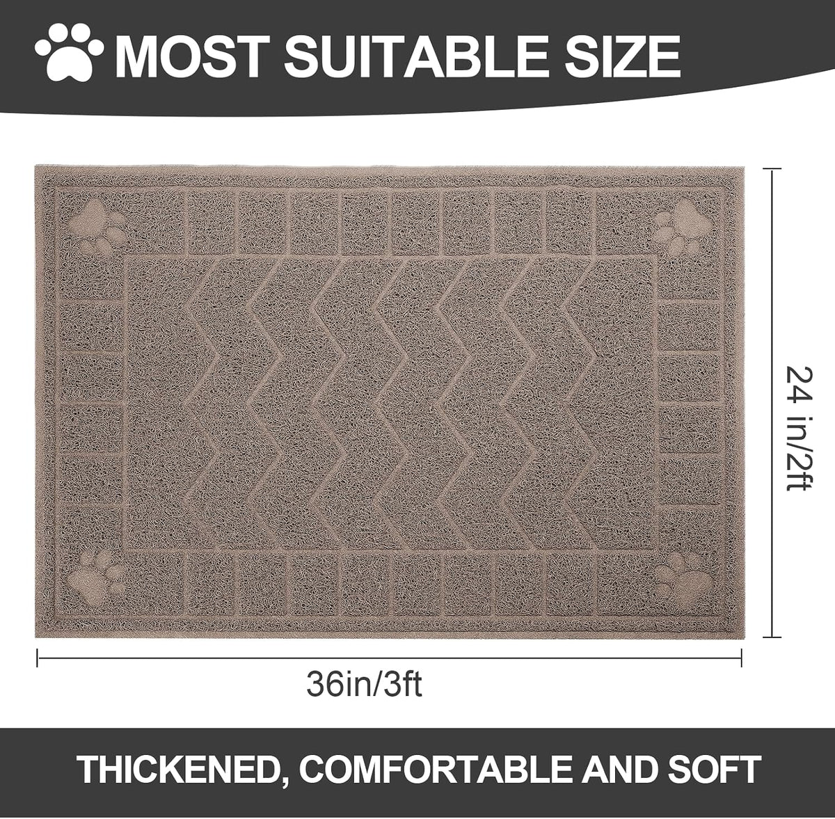 Cat Litter Box Mat, 35" x 24" Large Waterproof Litter Trapping Mat | Thick Mesh Traps Litter, Non-Slip Kitty Litter Mat for Indoor Cat, Soft Paws, BPA-Free, Multi-Use, Easy Clean, Large Coverage