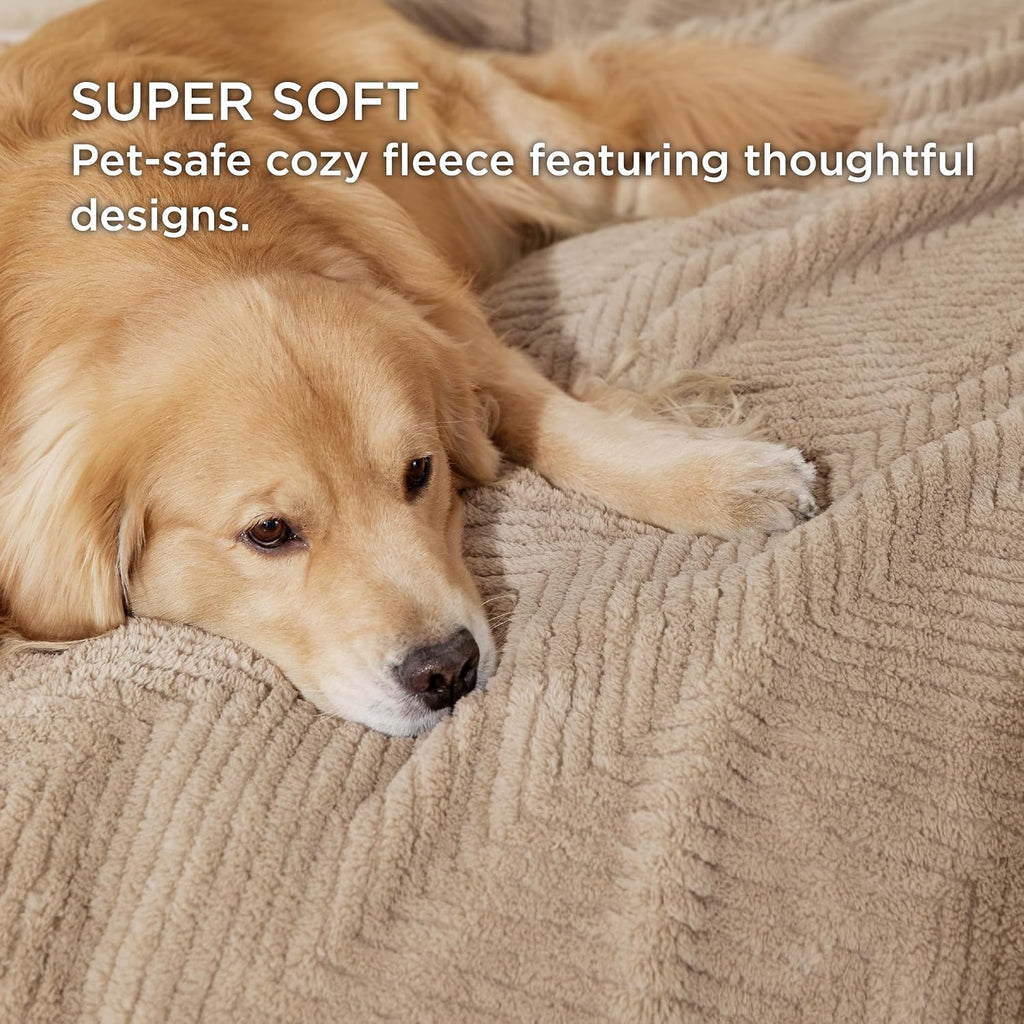 Bedsure Ultra Soft Dog Blankets for Large Dogs 300GSM Fleece, 40x50 Brown