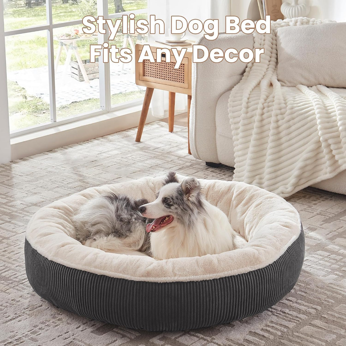 45 inches Calming Donut Dog Bed for Extra Large Dogs,Dark Grey