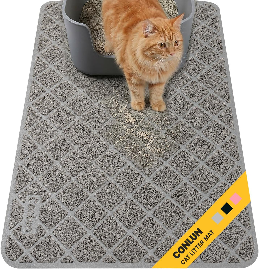 Conlun Cat Litter Mat Litter Trapping Mat, 40" x 28" Premium Durable PVC Grid Mesh with Scatter Control, Non-Slip, Less Waste Cat Litter Box Mat, Soft on Kitty’s Paws, Urine Waterproof