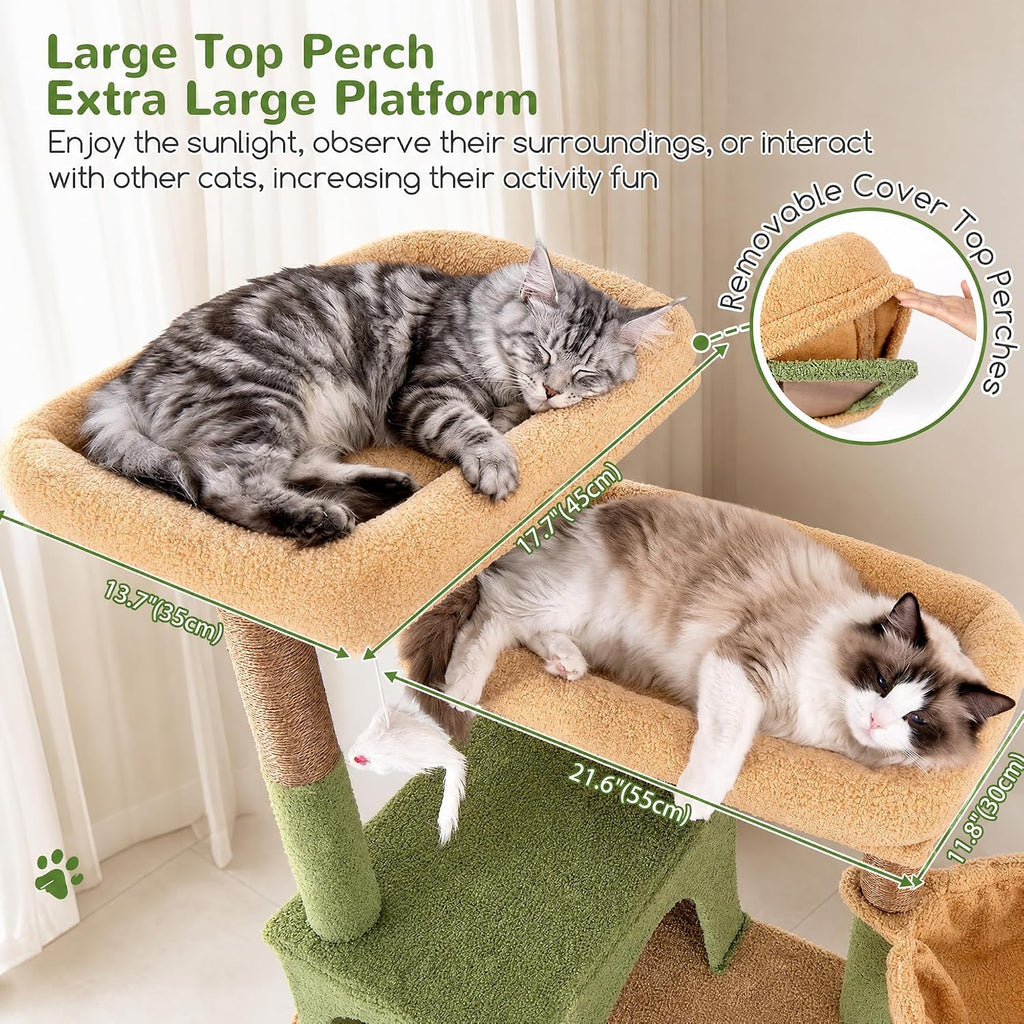 Globlazer Sturdy Extra Large Cactus Cat Tower for Indoor Cats, S81C, Green