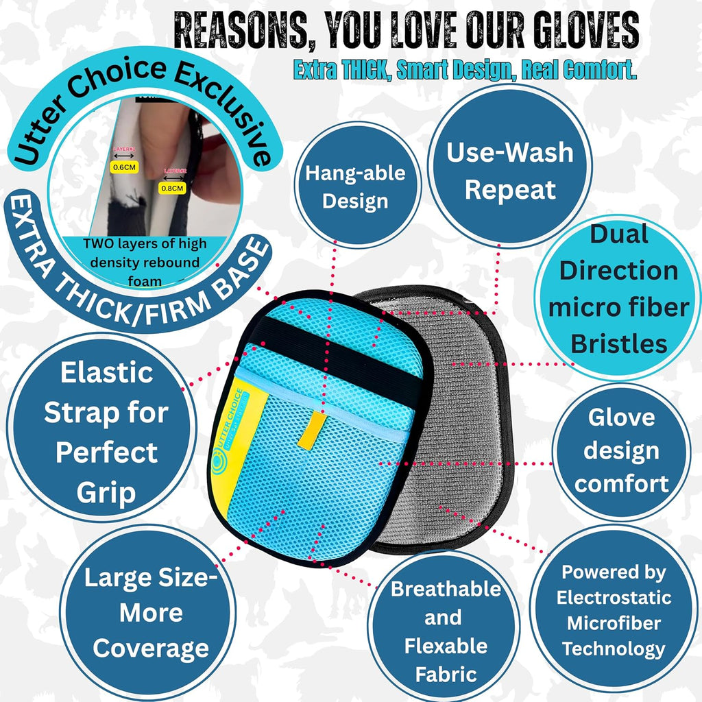 Upgraded Magic Brush Pet Hair Removal Glove, Electrostatic Grooming Mitt