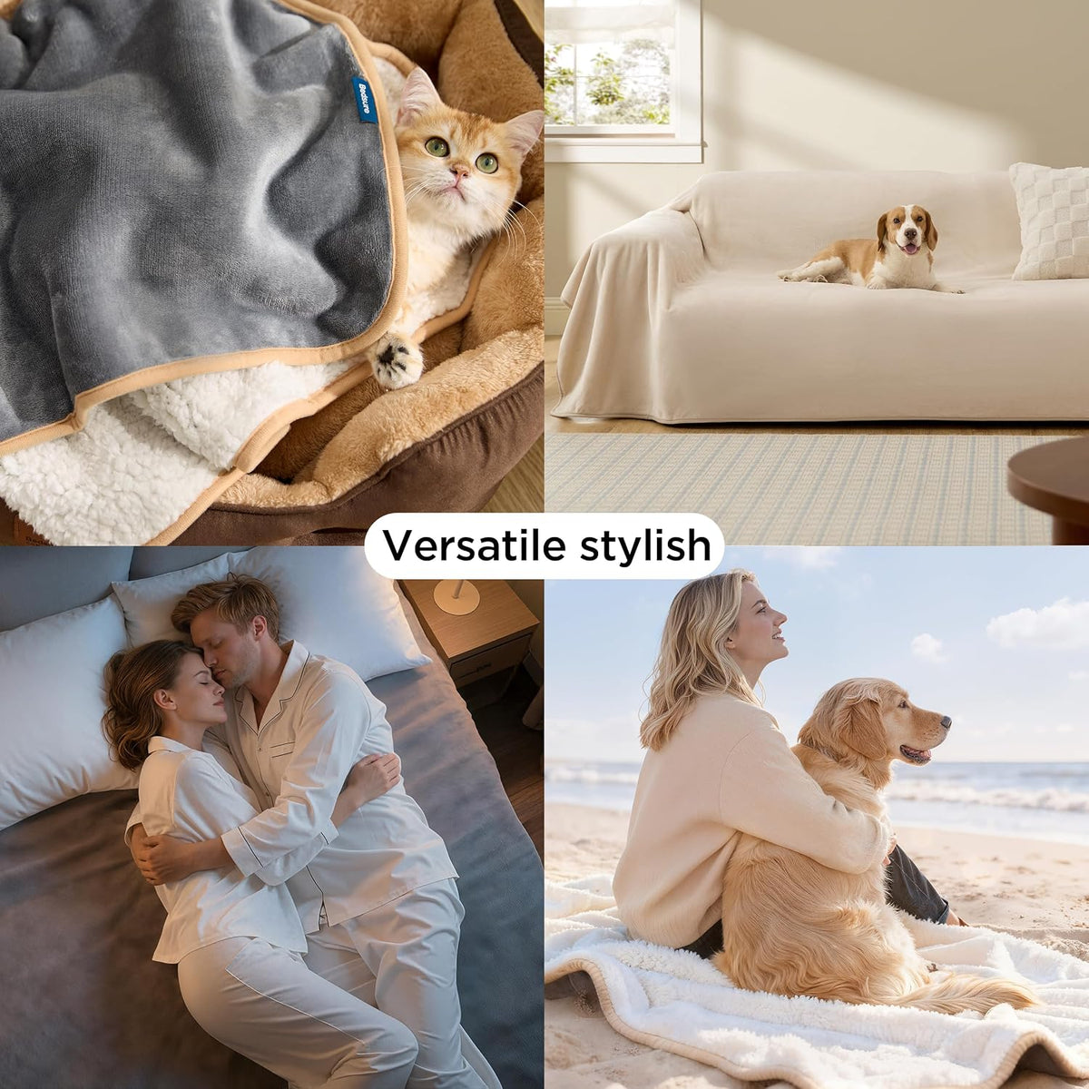 Bedsure Waterproof Dog Blankets for Large Dogs Sherpa Fleece Throw, 40X50