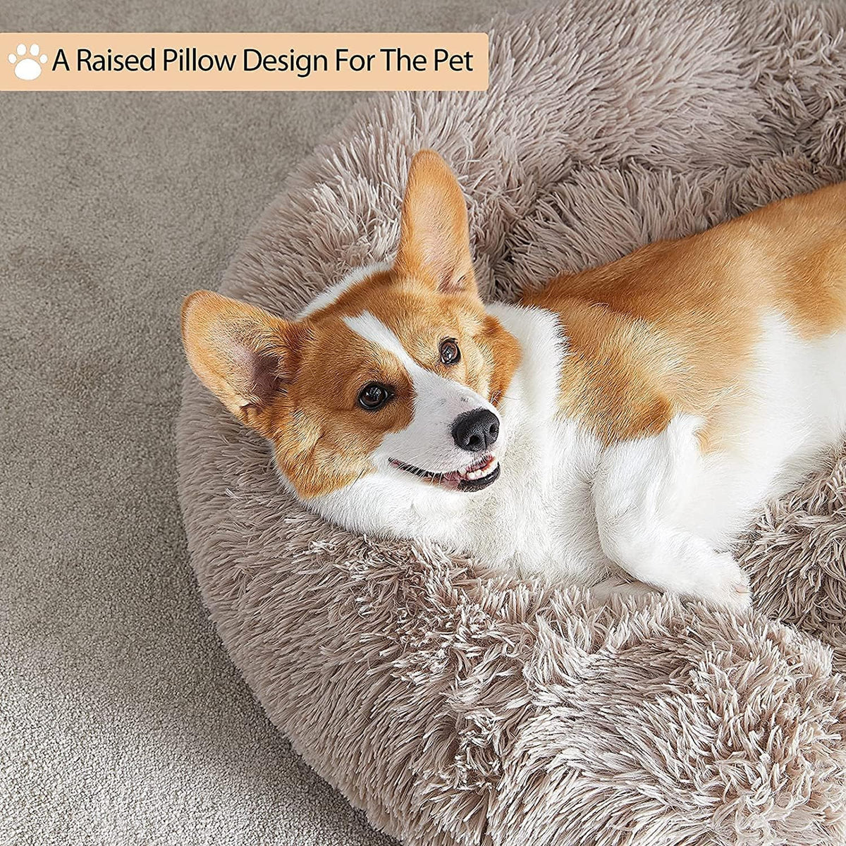 WNPETHOME Medium Round Calming Dog Bed Cat Bed for Comfy Sleep