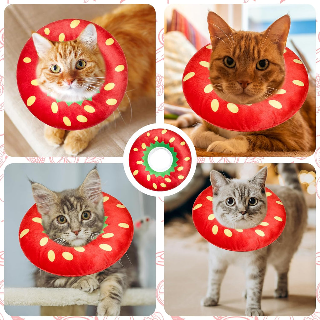 Cat Cone Collar Soft, Cat Recovery Cone (Strawberry, M)