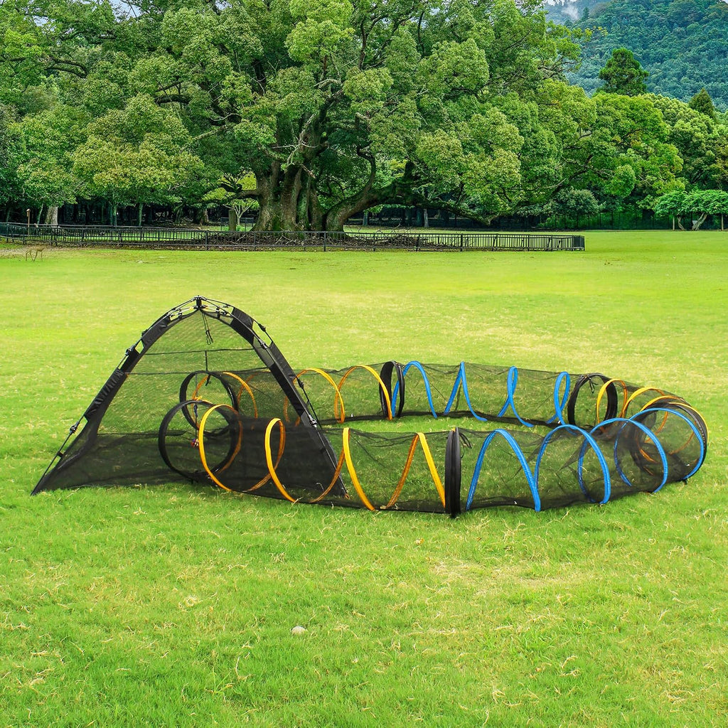 Cat Play Tunnel for Indoor and Outdoor, Kitty Play House, Cat Enclosures Easy to Connect with Cat Tent with Two Zipper Doors Outside Pet Enclosure (Fun Run Cat Tunnel),Orange 1 Pack