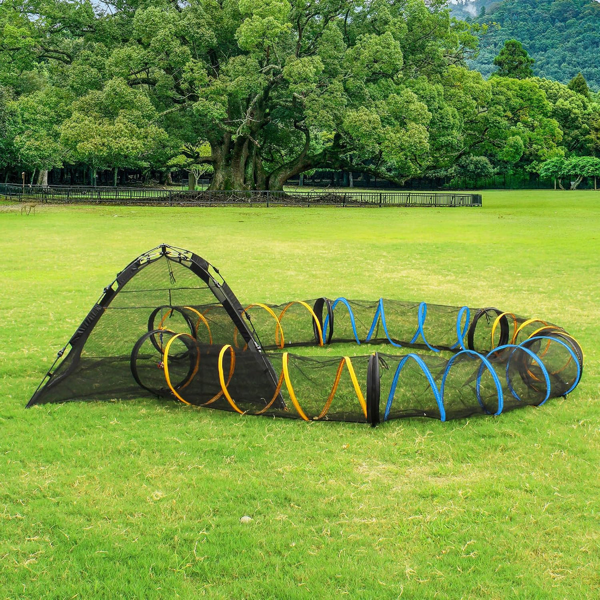 Cat Play Tunnel for Indoor and Outdoor, Kitty Play House, Cat Enclosures Easy to Connect with Cat Tent with Two Zipper Doors Outside Pet Enclosure (Fun Run Cat Tunnel),Orange 1 Pack