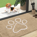 OLANLY Dog Door Mat for Muddy Paws 47x32, Paw Print Design Chenille Mud Mat
