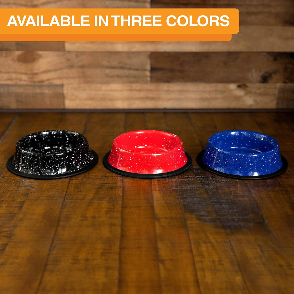 Neater Pet Brands - Outdoor Camping Style Pet Bowl - Enamel Ware Blue Black Granite Colors - Dog Cat No Tip Skid Bowls (64 oz, Black) 