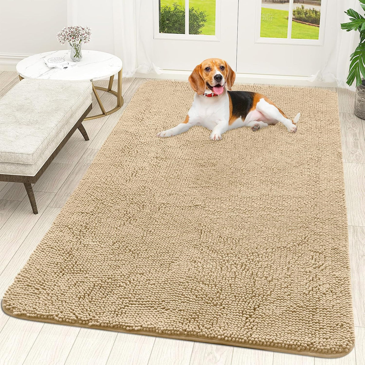 OLANLY Dog Door Mat for Muddy Paws 59x35, Super Absorbent Chenille Mud Mat