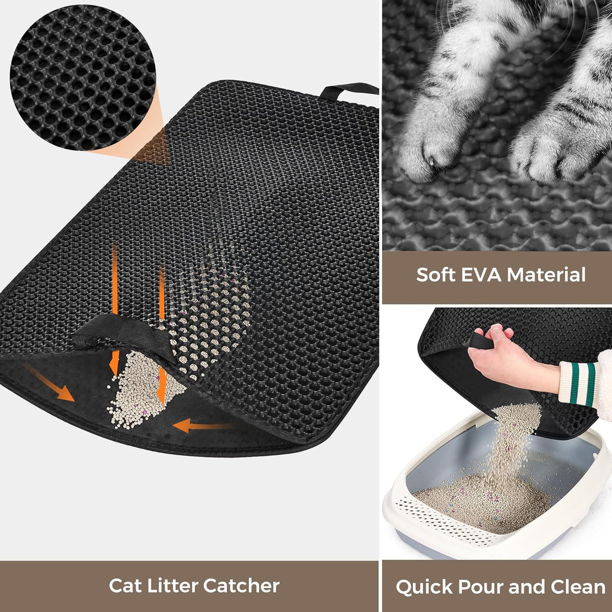 Large Cat Litter Box Enclosure, Hidden Litter Box Furniture with Litter Mat | Side Entry Design, Easy-Clean Removable Top, Quick Assembly, Raised Edge for Secure Items, Side Grip Cutouts