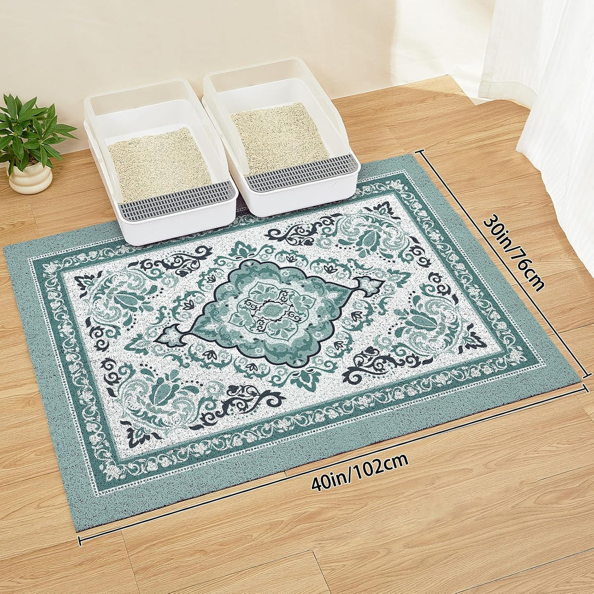 Unicorn Catcher 40"x30" Cat Litter Mat Non-Slip Washable Litter Box Mat | High-Density PVC Litter Catcher Mat Efficiently Traps Scattered Litter From Paws To Keep Floors Clean