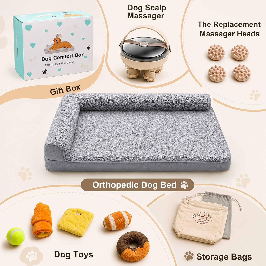 Orthopedic Dog Bed for Large Dog Senior Dog with Dog Massager, Pet Toys,36"