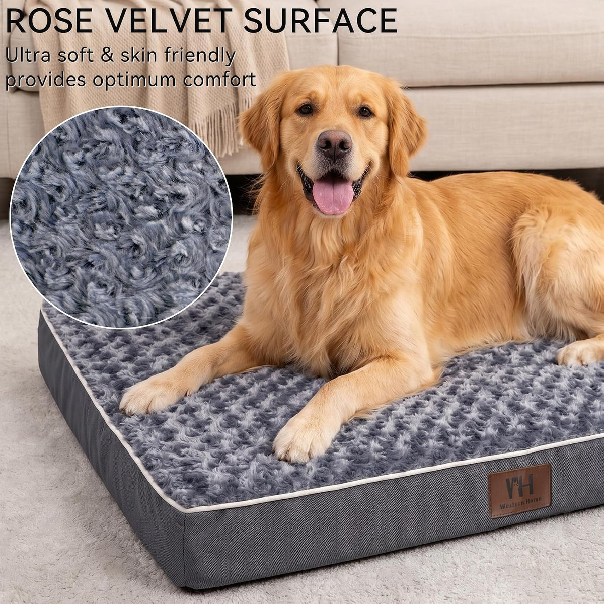 WESTERN HOME WH Orthopedic Dog Bed for Jumbo Dog Washable Pet Bed, 54in