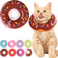 Cat Cone Collar Soft, Cute Cat Donut Collar After Surgery, Adjustable Kitten Recovery Cones to Stop Licking, Lightweight Neck Elizabethan Collars for Cats Kittens (Brown, Small)