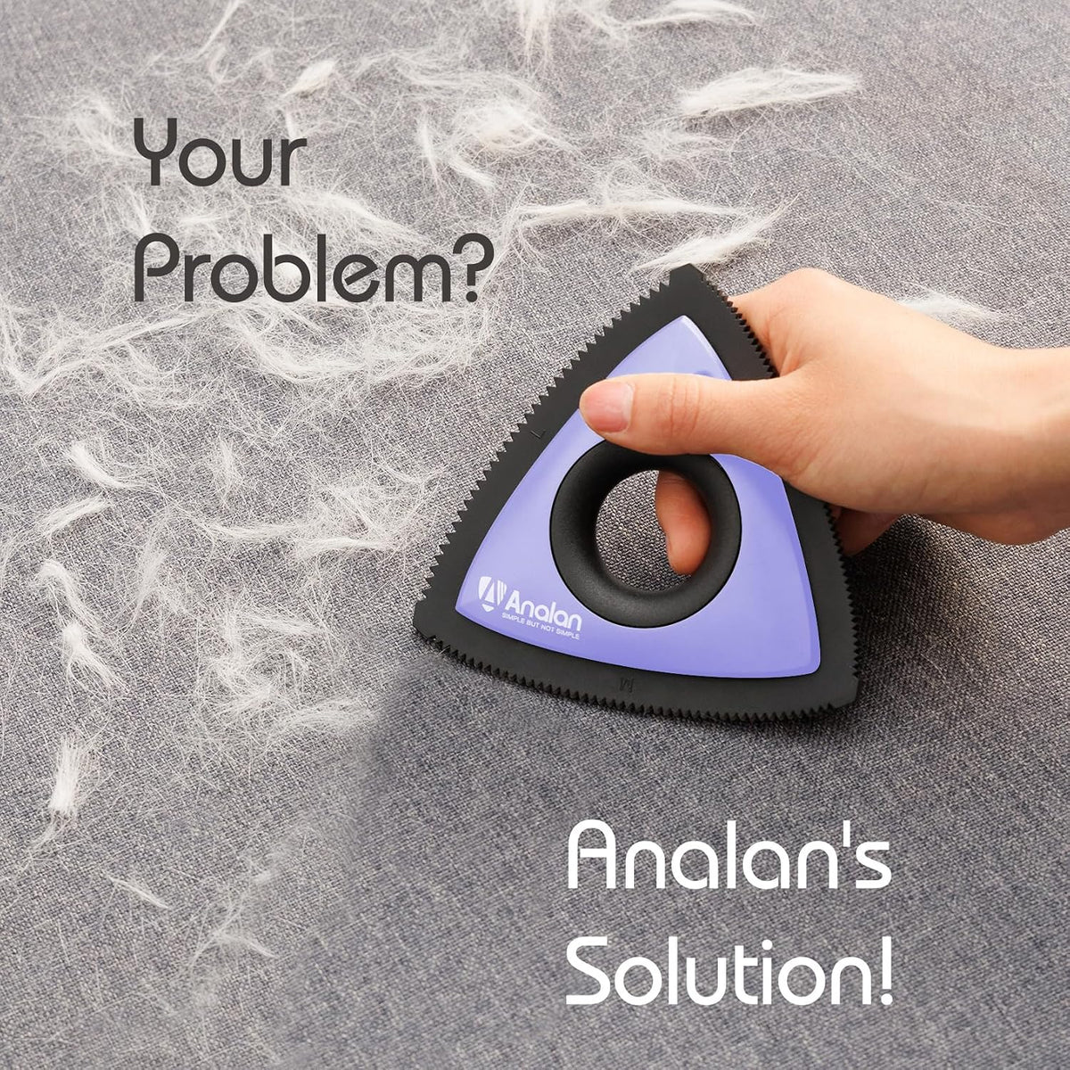Analan Mini Pet Hair Remover for Car Detailing Dog Hair Tool Brush(Purple) | Deep Cleaning, Reusable Rubber, Gentle on Fabrics, Triangle Design For Car Interiors, Couch, Rugs, Carpet, Mats & Furniture