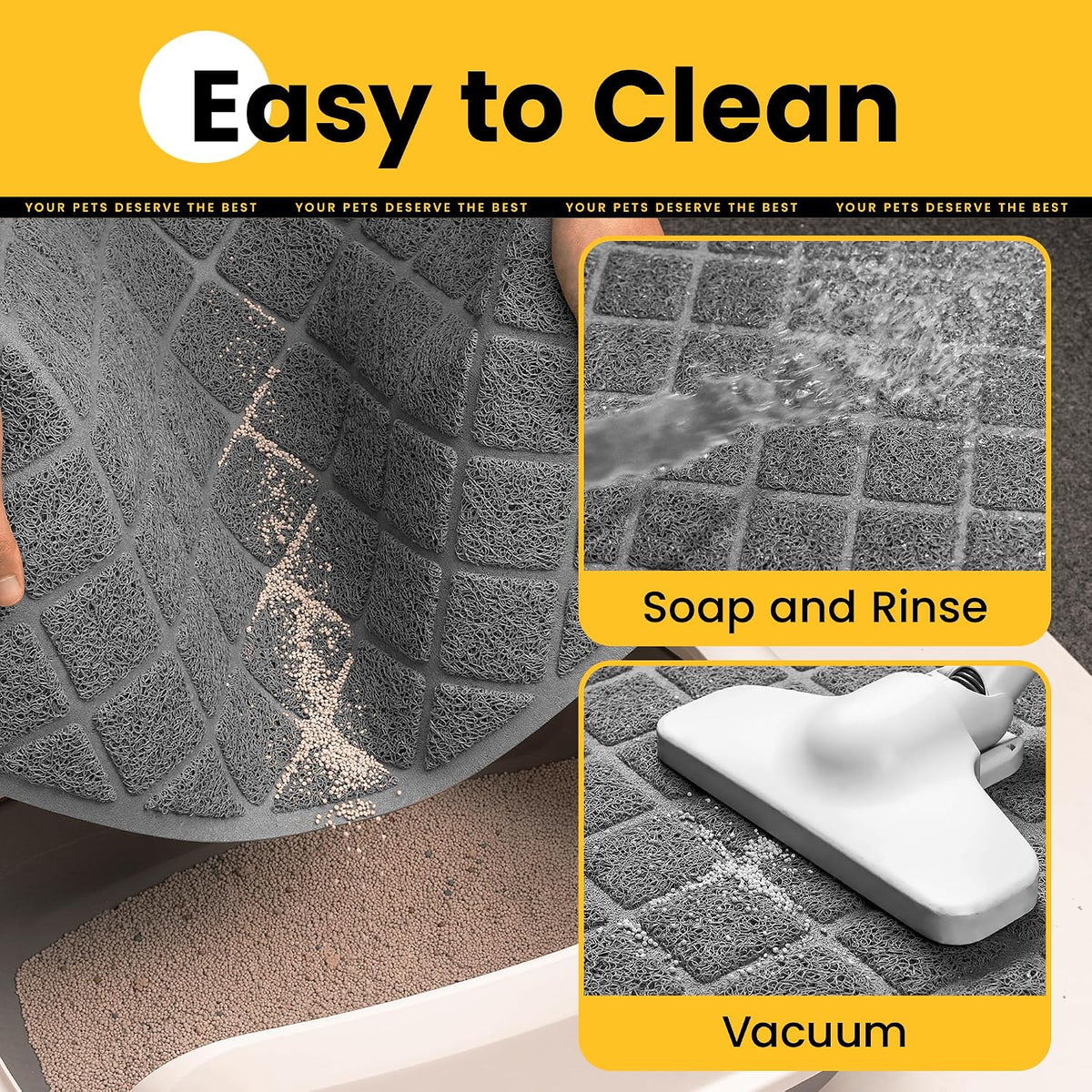 Conlun Cat Litter Mat Litter Trapping Mat, 35" x 23" Premium Durable PVC Grid Mesh with Scatter Control, Non-slip, Less Waste Cat Litter Box Mat, Grey 2 Pack