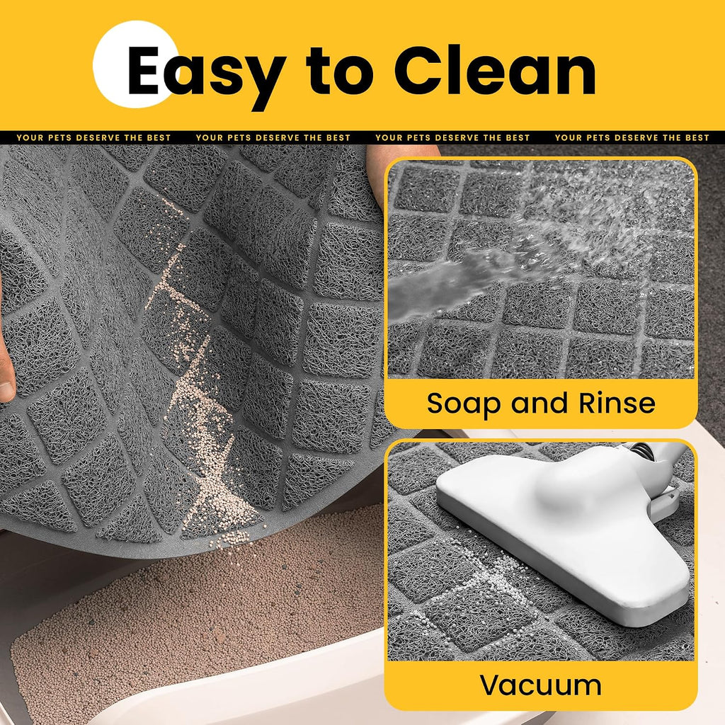 Conlun Cat Litter Mat Litter Trapping Mat, 40" x 28" Premium Durable PVC Grid Mesh with Scatter Control, Non-Slip, Less Waste Cat Litter Box Mat, Soft on Kitty’s Paws, Urine Waterproof