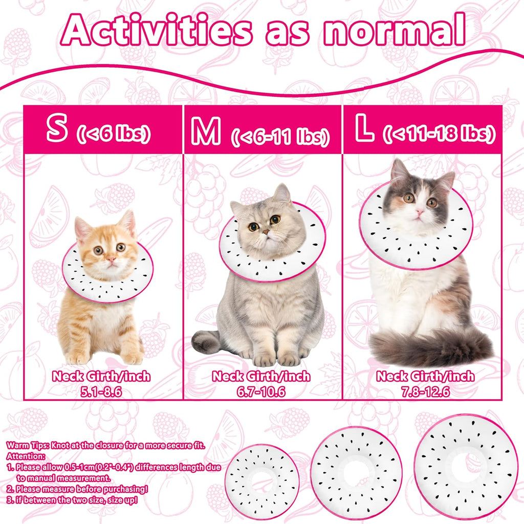 Cat Cone Collar Soft, Cat Recovery Cone (Dragonfruit, L)