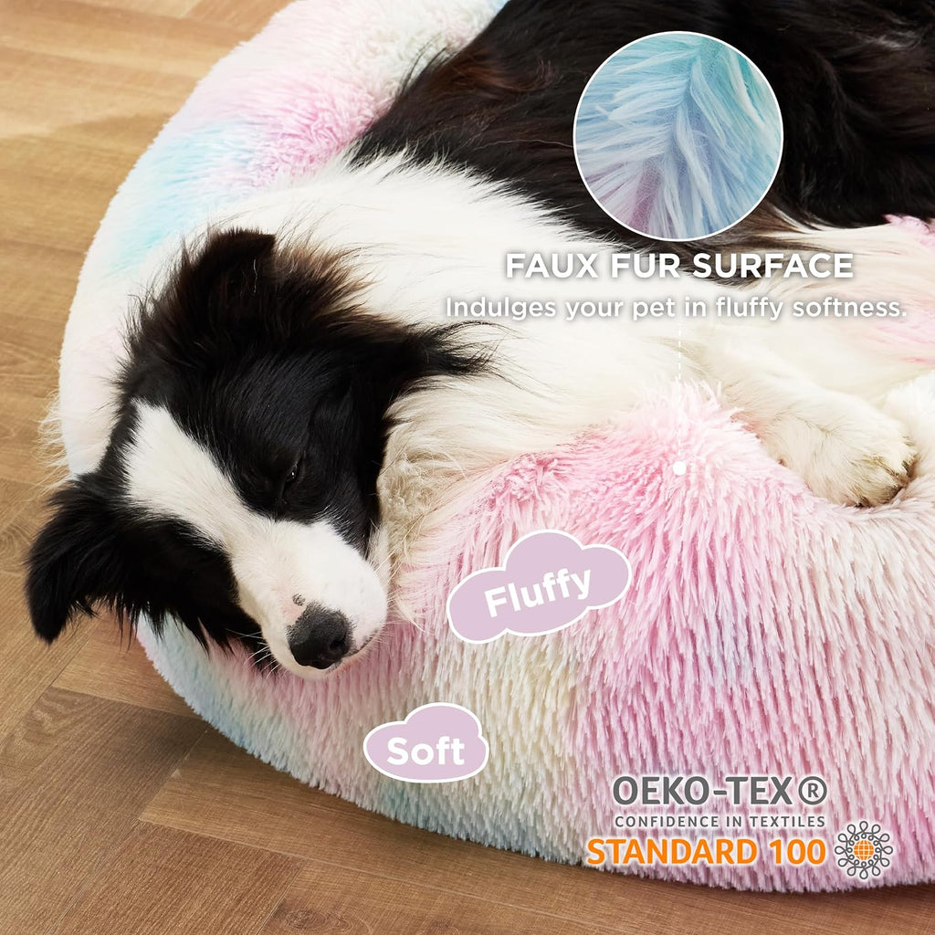 Bedsure Calming Dog Beds Large Sized Dog Donut Washable Pet Bed,36ins