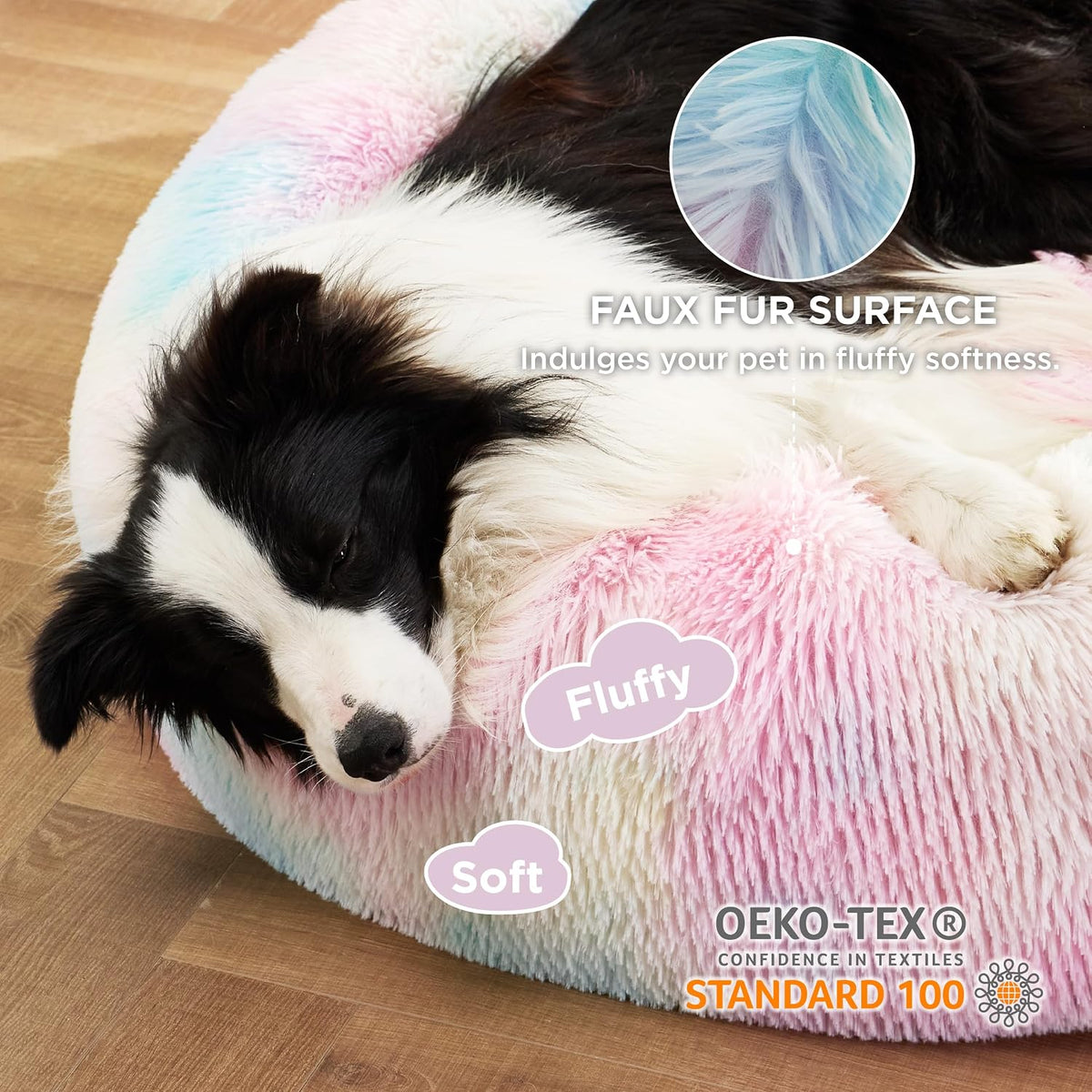 Bedsure Calming Dog Beds Large Sized Dog Donut Washable Pet Bed,36ins